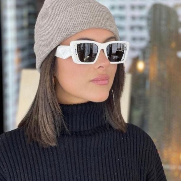 NEW PRADA PR08YSF WOMEN'S WHITE SUNGLASSES PR 08YSF 02V5S0 NEW PR08YS - Picture 3 of 12